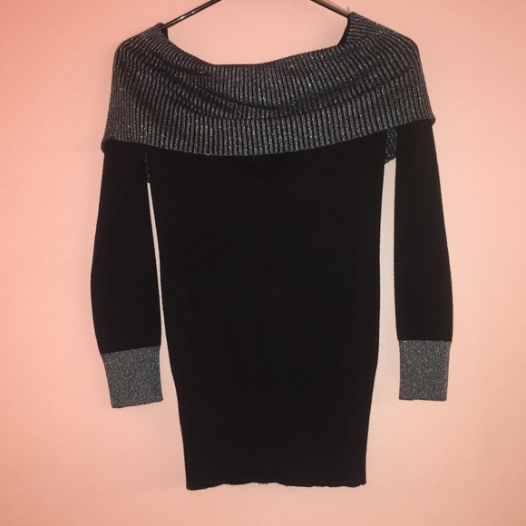 Venus Size XS Black Off Shoulder Cowl Sweater - Picture 4 of 5